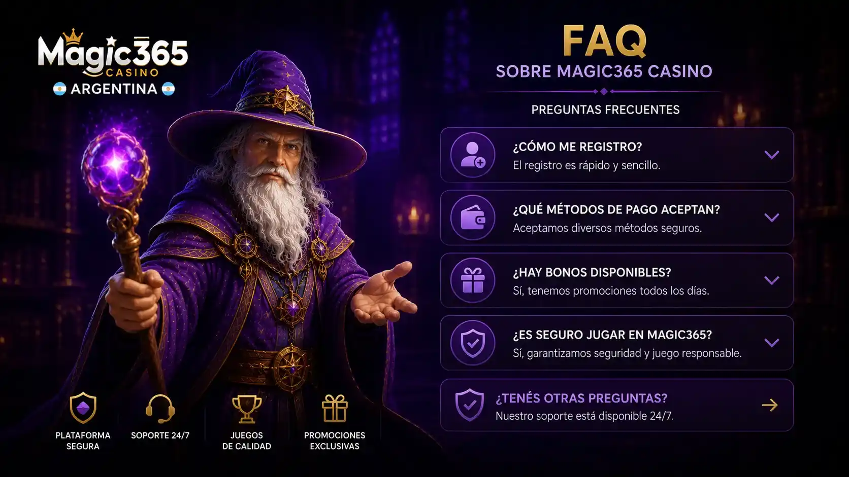 FAQ sobre Magic365 Casino